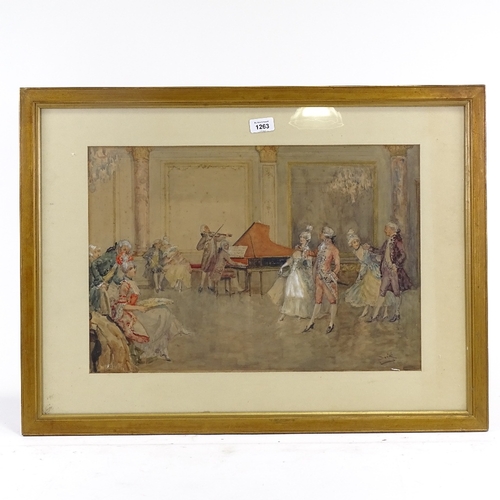 1263 - Albert Ludovici (1852 - 1932), watercolour, dancers, signed, 14