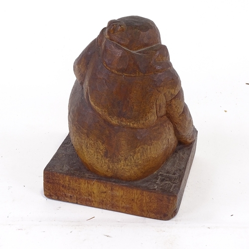 1266 - Circle of Francesca Zuniga, wood carving, seated figure, circa 1960s, height 8