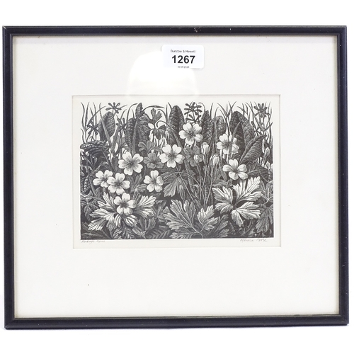 1267 - Monica Poole, woodblock print, herbage, signed in pencil, image 5