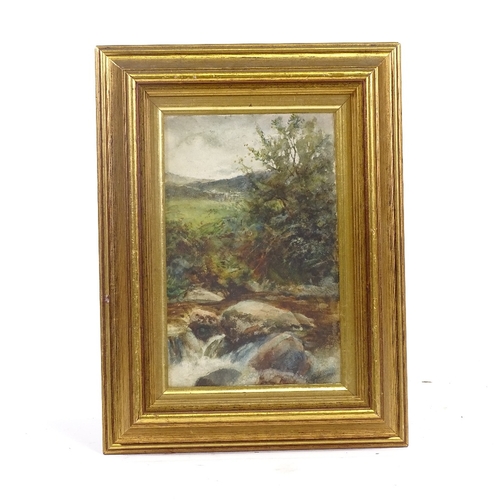 1268 - Early 20th century watercolour, river scene, indistinctly signed, 9.5 x 5.5