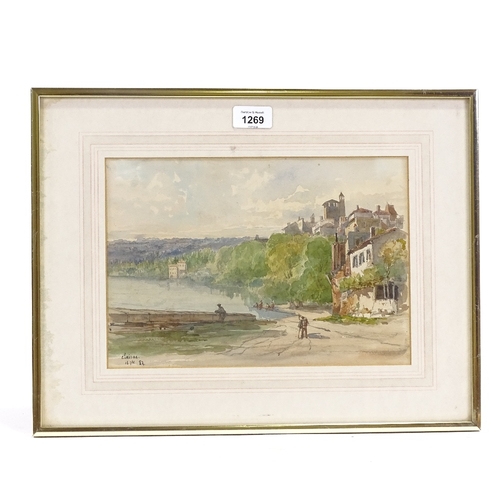 1269 - 19th century watercolour, Continental village, indistinctly signed, 8