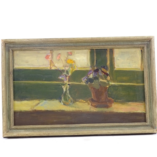 1270 - Mid-20th century oil on board, still life, unsigned, 9