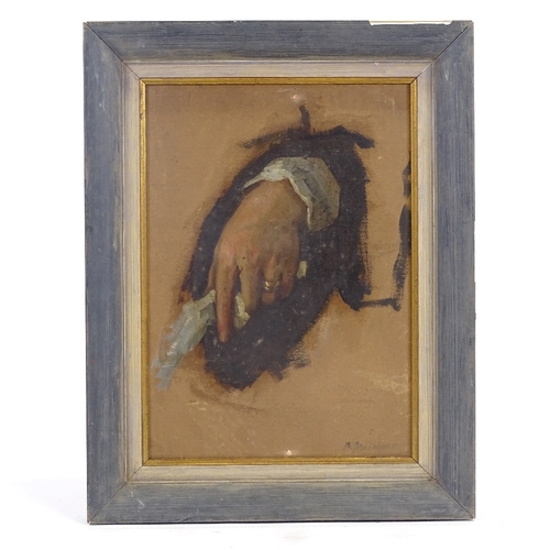 1271 - Alfred Palmer, oil on board, hand study, signed, 14