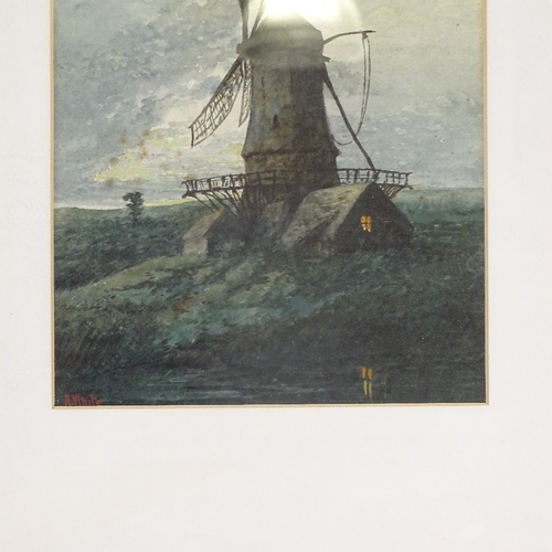 1272 - A White, watercolour, old windmill, signed, 13