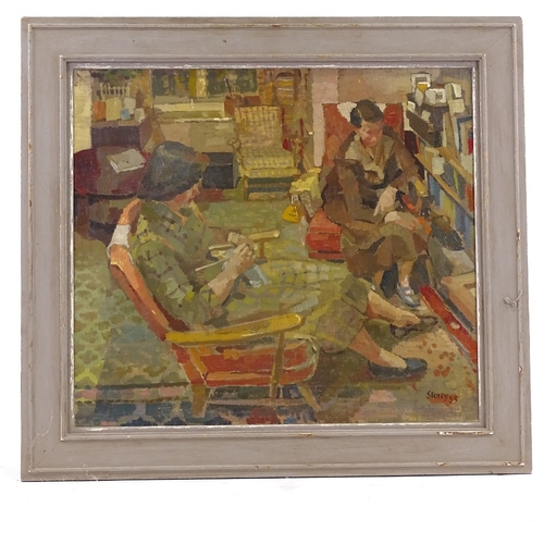 1274 - Harold Storey, oil on canvas, two friends, 1953, signed, 16