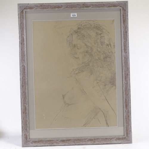 1278 - J Gunn-Cairns, pencil drawing, nude study, signed, 26