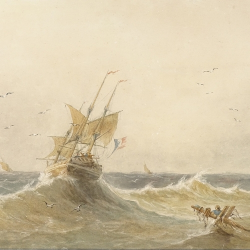 1279 - E Ravenscroft, watercolour, shipwreck, signed, 16.5