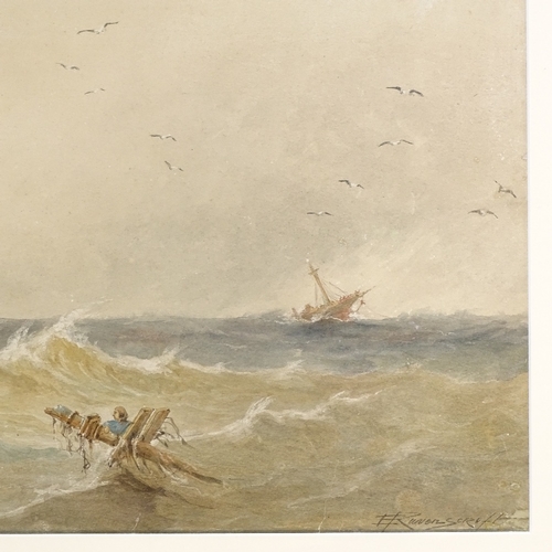 1279 - E Ravenscroft, watercolour, shipwreck, signed, 16.5