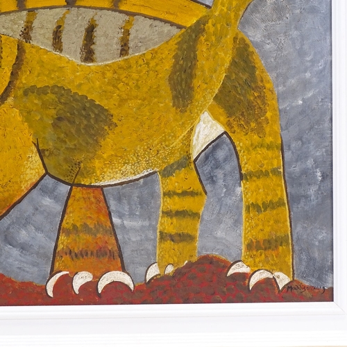 1287 - Modern oil on canvas, abstract tiger, 18