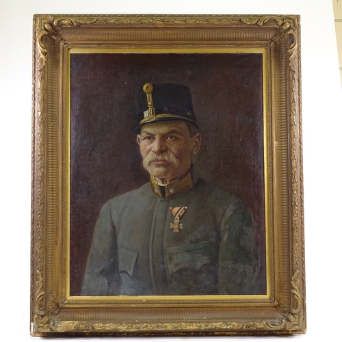 1288 - Early 20th century oil on canvas, portrait of a Continental soldier, unsigned, 27