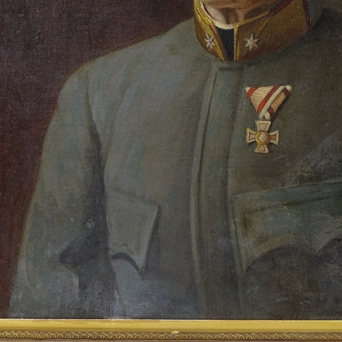 1288 - Early 20th century oil on canvas, portrait of a Continental soldier, unsigned, 27