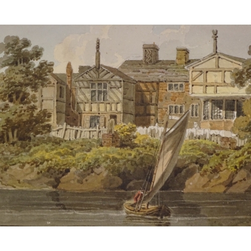 1289 - J M W Turner RA (1775 - 1851), watercolour, manor house beside a river, circa 1798, unsigned, image ... 