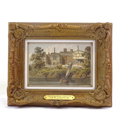 1289 - J M W Turner RA (1775 - 1851), watercolour, manor house beside a river, circa 1798, unsigned, image ... 