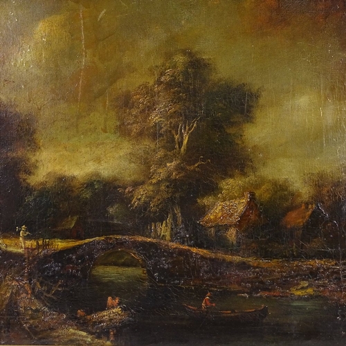 1294 - 2 large oils on canvas, Continental landscapes, indistinctly signed, by the same hand, largest 36