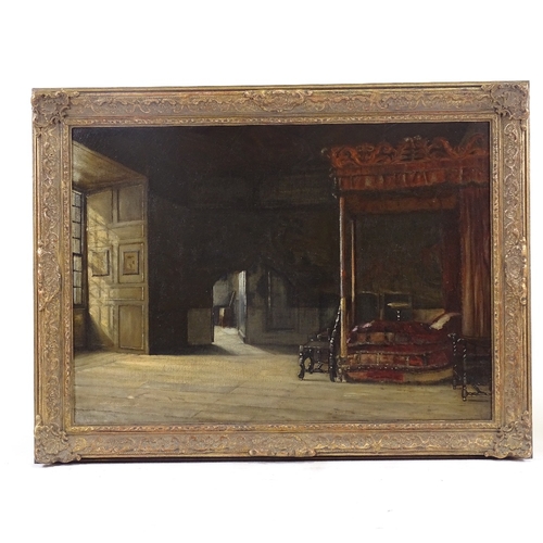 1300 - 19th century oil on canvas, Mary Queen of Scots Bedchamber, Holyrood House Edinburgh, unsigned, 16