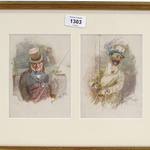 1303 - Henri Pitcher, pair of watercolours, portraits of coachmen, signed and dated 1905, 6