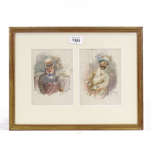 1303 - Henri Pitcher, pair of watercolours, portraits of coachmen, signed and dated 1905, 6