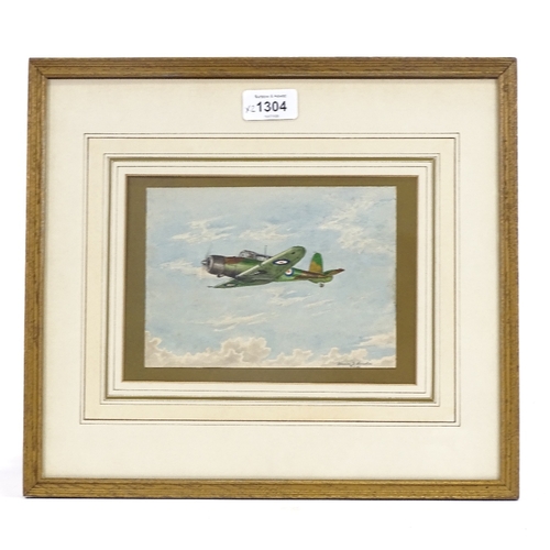 1304 - Gordon Brashier, watercolour, the Boulton Paul Defiant fighter plane, signed and dated 1942, 5