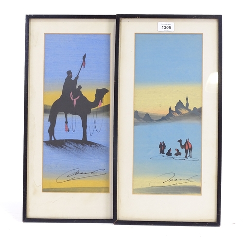 1305 - Pair of watercolours, North African Desert scenes, 15