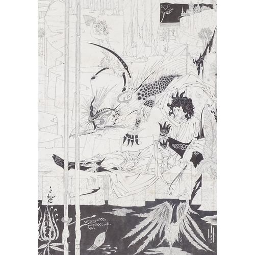 1308 - Aubrey Beardsley, print, King Arthur, signed in ink, no. 44/100, image 14