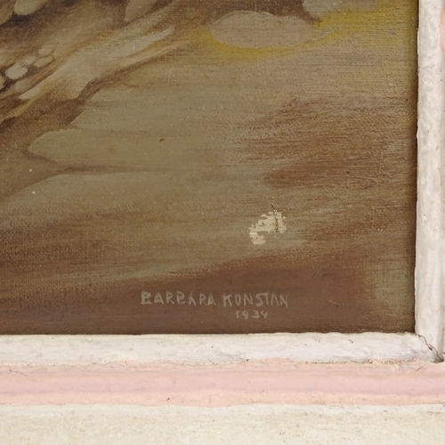 1175 - Barbara Konstan, oil on canvas, Continental village, 1934, signed, 32