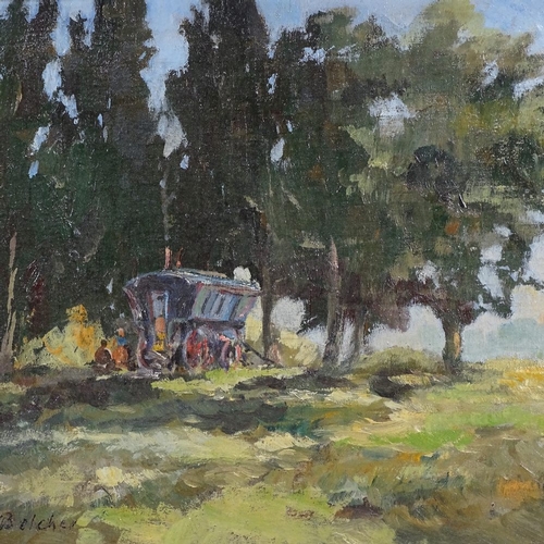 1188 - Frank Belcher (1905 - 1959), oil on canvas, the gypsy caravan, signed, 10