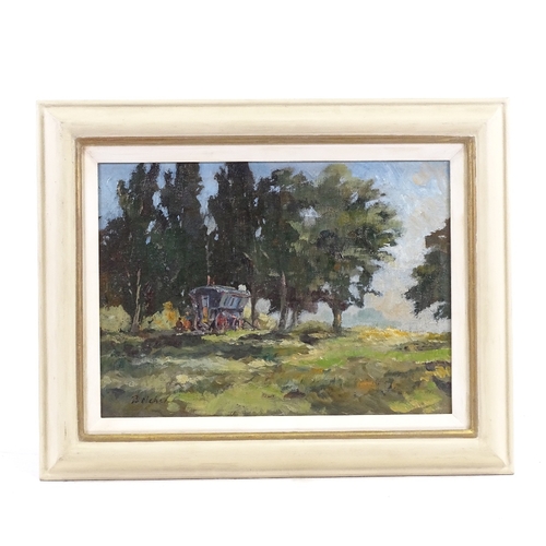 1188 - Frank Belcher (1905 - 1959), oil on canvas, the gypsy caravan, signed, 10