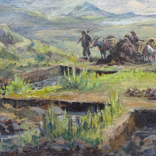 1190 - J M McCullock RBA RSW, oil on canvas, the peat cutters Arran, signed, 14