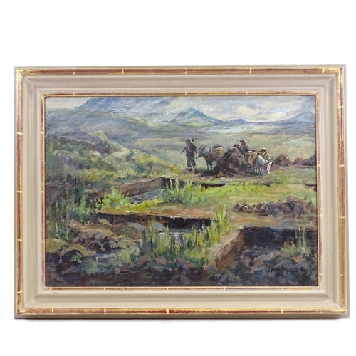 1190 - J M McCullock RBA RSW, oil on canvas, the peat cutters Arran, signed, 14