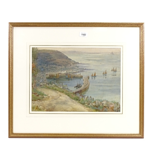 1191 - Edwin Harris (1882 - 1915), watercolour, view of Mousehole, 12