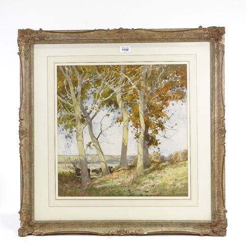 1192 - Williams Tatton Winter (1855 - 1928), watercolour, cattle grazing, signed, 18