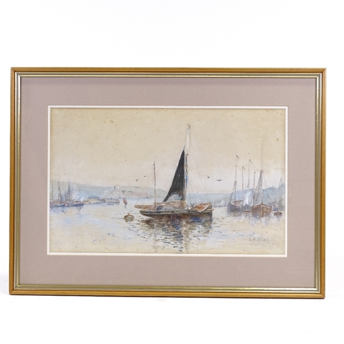 1193 - E R Allen, 2 watercolours, river scenes, largest 11