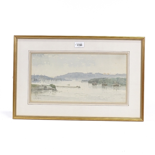 1193 - E R Allen, 2 watercolours, river scenes, largest 11