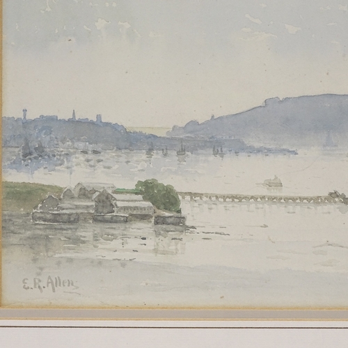 1193 - E R Allen, 2 watercolours, river scenes, largest 11