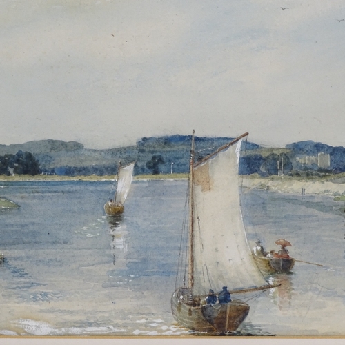 1194 - Florence Hodges, watercolour, boats on the river, signed and dated 1898, 10