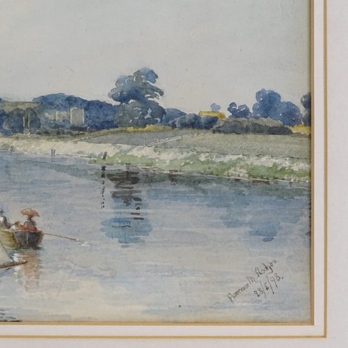 1194 - Florence Hodges, watercolour, boats on the river, signed and dated 1898, 10