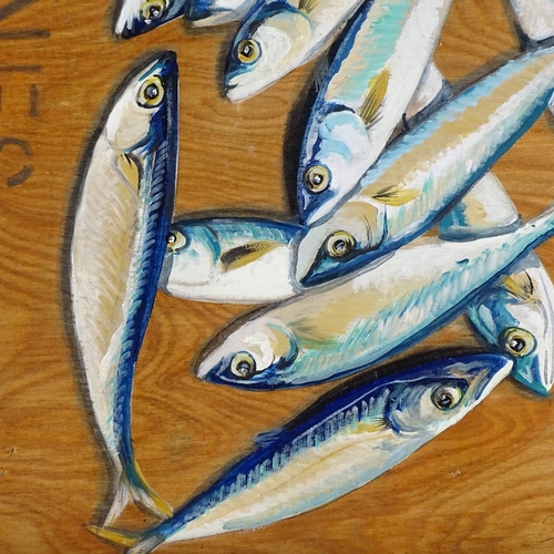 1200 - Clive Fredriksson, oil on board, sardines, overall 16