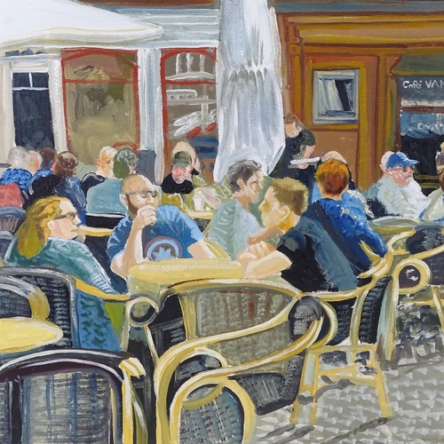 1205 - Clive Fredriksson, oil on canvas, cafe scene, overall 20