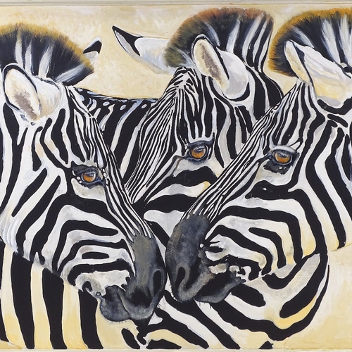 1207 - Clive Fredriksson, oil on board, zebras, overall 29