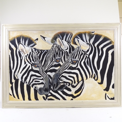 1207 - Clive Fredriksson, oil on board, zebras, overall 29