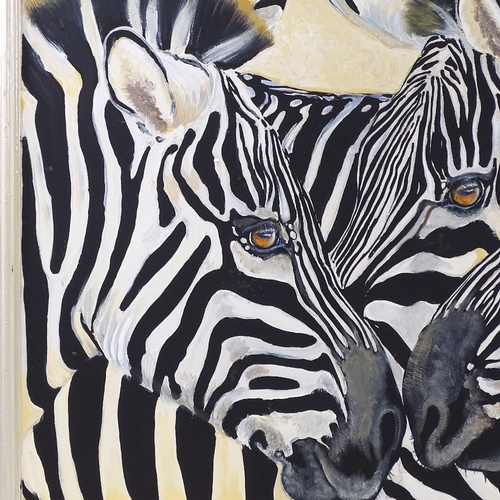 1207 - Clive Fredriksson, oil on board, zebras, overall 29