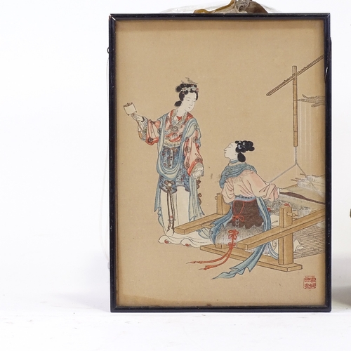 1210 - Japanese colour wood block print, interior scene, late 19th/early 20th century, 14