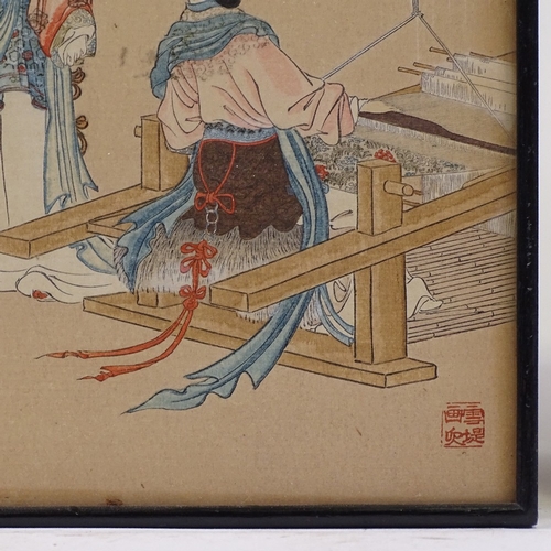 1210 - Japanese colour wood block print, interior scene, late 19th/early 20th century, 14