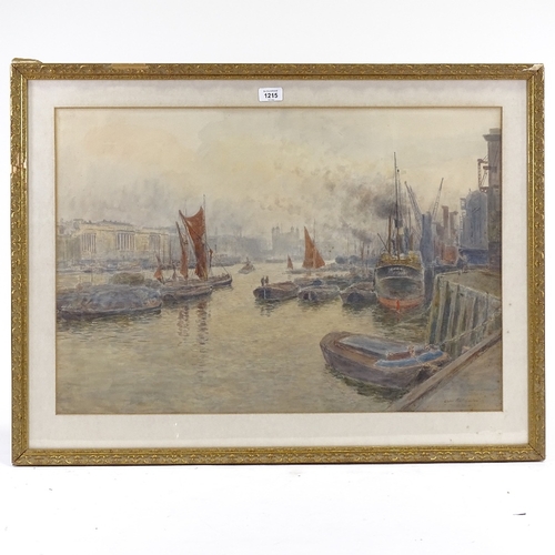 1215 - A Turner, watercolour, the Pool of London, signed, 20