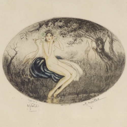 1218 - Charles Naillod, coloured etching, Classical nude, signed in pencil, image 9.5