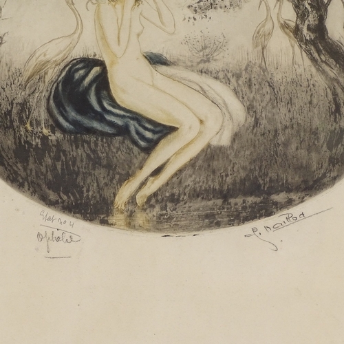 1218 - Charles Naillod, coloured etching, Classical nude, signed in pencil, image 9.5