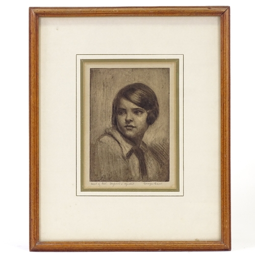 1221 - George Bain, drypoint etching and aquatint, head of girl, signed in pencil, image 7