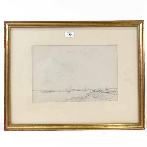 1224 - Arthur Ackerman (1876 - 1960), pencil drawing, Blakeney Norfolk 1948, signed, 9