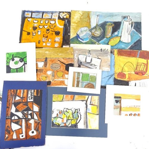 1240 - A quantity of unframed abstract paintings (approx 50)