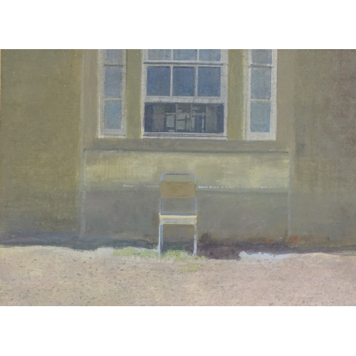 1242 - David Tindle, gouache, chair by a window, signed with monogram, 9.5